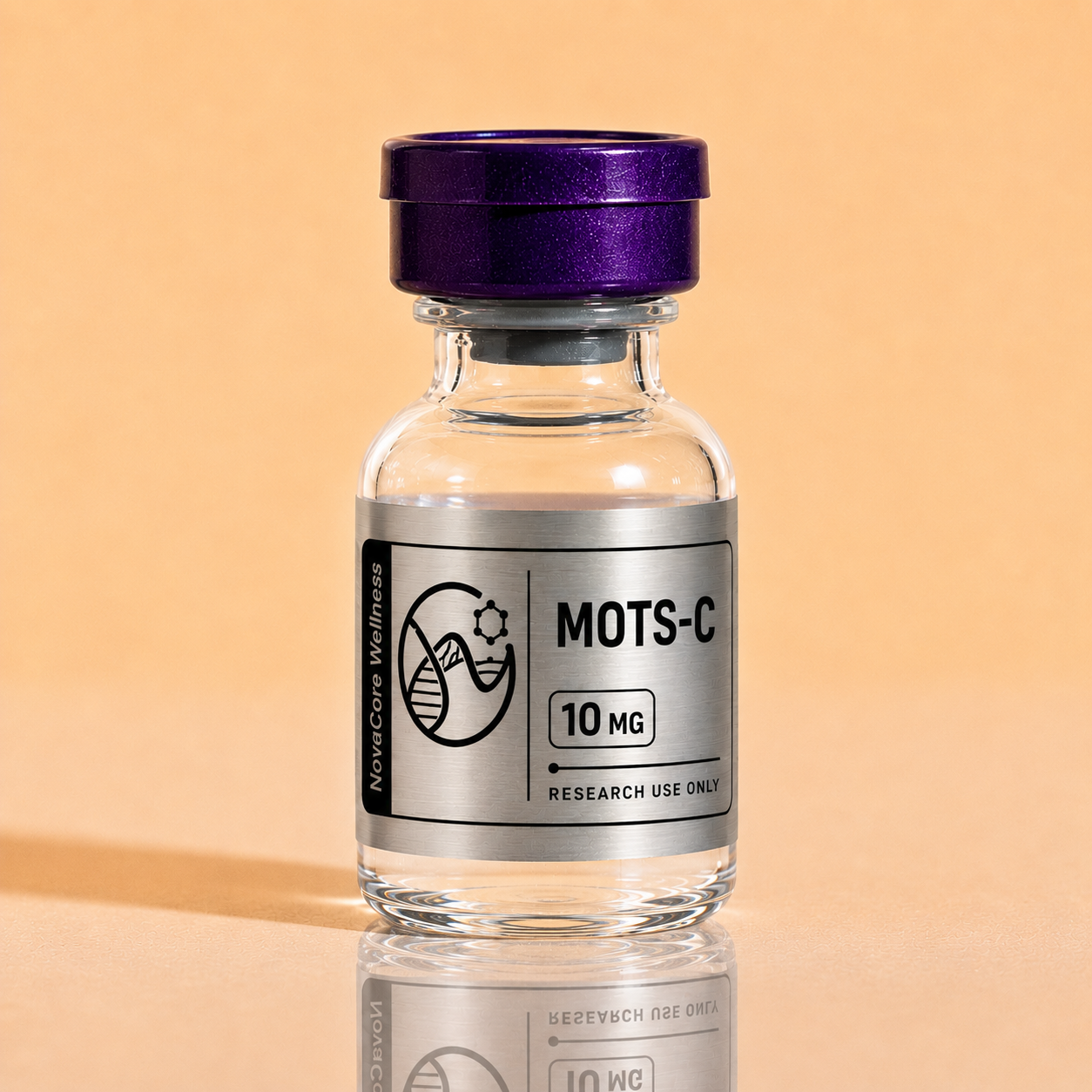 MOTS-C research vial with purple cap